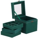 Cutie depozitare si organizare bijuterii, velur, 12x 12 x 12 cm, verde
