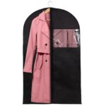 Husa transport haine, pe umeras, impermeabila cu fereastra, negru, 60x100 cm