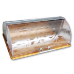 (DL) Cutie depozitare paine bambus, cu capac sticla, 39x29x15 cm, maro
