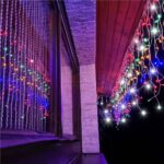 Ghirlanda luminoasa tip perdea cu flash 500 LED-uri, 20m, pentru interior/exterior, iluminare multicolora