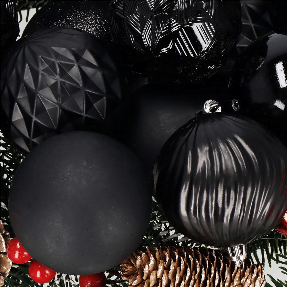 Set globuri de Craciun, 30 bucati, 8cm, 6 modele, negru - imagine 32