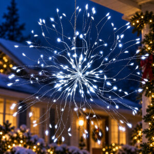 (DL) Instalatie lumina decorativa STAR cu 100 LED-uri, diametru 40cm, telecomanda, iluminare alba