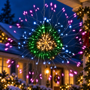(DL) Instalatie lumina decorativa STAR cu 100 LED-uri, diametru 40cm, telecomanda, iluminare multicolora