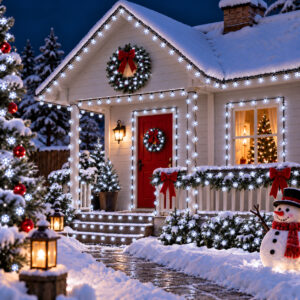 Instalatie lumini de exterior pentru gradina, 9 metri, 120 LED-uri forma cristal, cu baterii, alb