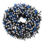 Instalatie luminoasa LED exterior/interior, 1000 LED-uri alb rece cu flash albastru, 80 m, lumina constanta + flash, IP44, conectabila