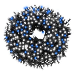 Instalatie luminoasa LED exterior/interior, 1000 LED-uri alb rece cu flash albastru, 80 m, lumina constanta + flash, IP44, conectabila