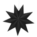 Stea decorativa 3D din hartie, cu 9 colturi, 30cm, neagra