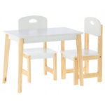 Set mobilier copii Daisy masa si 2 scaune, alb, 60x40x46 cm