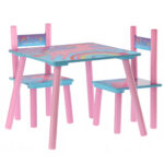 Set mobilier copii Melbi masa si 2 scaune, albastru roz, 50x50x42 cm