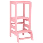 (DL) Turn de invatare inaltator multifunctional de bucatarie din lemn, ajustabil, roz
