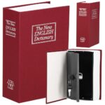 Caseta de valori, cutie metalica cu cheie, portabila, tip carte, Dictionar, burgundy, 26.5x20x6.5 cm