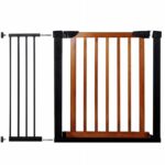 Poarta de siguranta Safety Gate pentru scari, ajustabila 103-110 cm, din otel si lemn, negru maro