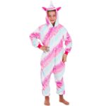 Pijama tip salopeta pentru copii, model unicorn, marime 130-140cm
