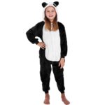 Pijama tip salopeta pentru copii, model panda, marime 125-140cm