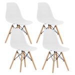Set 4 scaune dining Scandinav pentru bucatarie, 38x42x82cm, alb