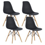 Set 4 scaune dining Scandinav pentru bucatarie, 38x42x82cm, negru