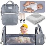 (DL) Geanta rucsac pentru bebelusi si mamici, Travel Organizer set cu Changing Pad, 5 in 1, 41x30x19cm , gri