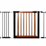 Poarta de siguranta Safety Gate pentru scari, ajustabila 111-117 cm, din otel si lemn, negru maro