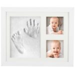 Kit amprenta mulaj manuta sau piciorus bebe si rama foto, 23x28cm, cu cutie de cadou, cadrul alb