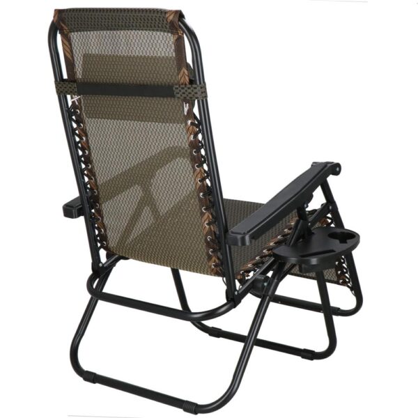 Sezlong pliabil cu spatar reglabil, structura metalica, material textilene, 175x67 cm, maro - imagine 15
