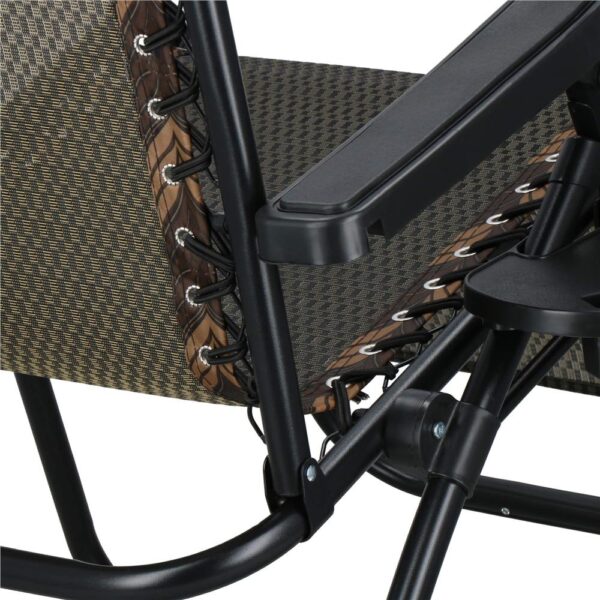 Sezlong pliabil cu spatar reglabil, structura metalica, material textilene, 175x67 cm, maro - imagine 16