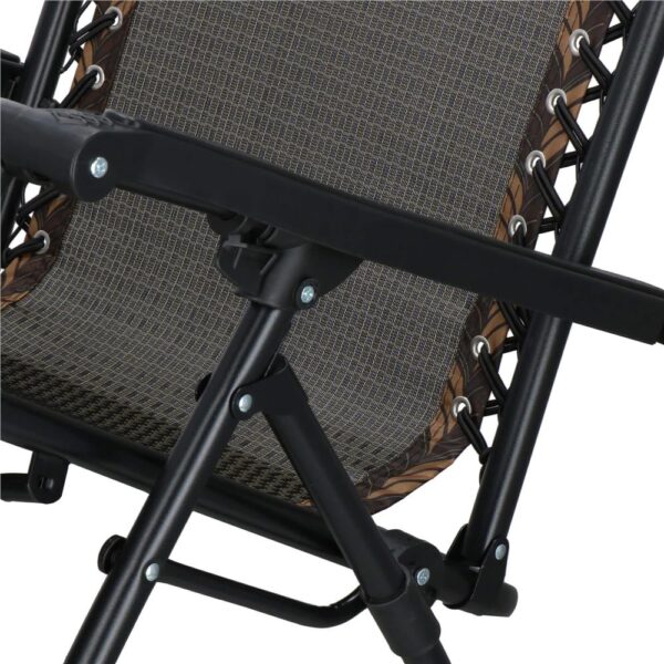Sezlong pliabil cu spatar reglabil, structura metalica, material textilene, 175x67 cm, maro - imagine 17