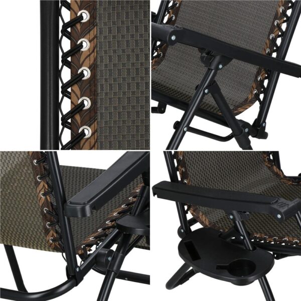Sezlong pliabil cu spatar reglabil, structura metalica, material textilene, 175x67 cm, maro - imagine 19