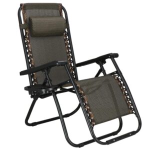 Sezlong pliabil cu spatar reglabil, structura metalica, material textilene, 175x67 cm, maro