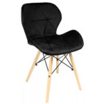 (DL) Scaun dining Velvet pentru bucatarie tapitat cu catifea, 46x50x73cm, negru