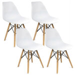 (DL) Set 4 scaune dining Eva pentru bucatarie, 46x52x81cm, alb