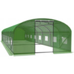 Sera de gradina, tip tunel cu cadru metalic, 400x800cm, verde, 32mp