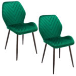 Set 2 scaune dining Milare pentru bucatarie tapitat cu catifea, 80x58x87cm, verde