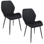 Set 2 scaune dining Milare pentru bucatarie tapitat cu catifea, 80x58x87cm, negru