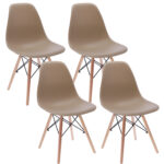 (DL) Set 4 scaune dining Eva pentru bucatarie, 46x52x81cm, maro