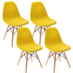 Set 4 scaune dining Eva pentru bucatarie, 46x52x81cm, galben