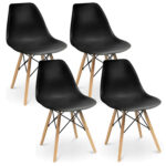 Set 4 scaune dining Eva pentru bucatarie, 46x52x81cm, negru