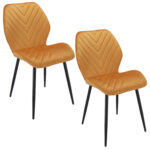 (DL) Set 2 scaune dining Milare pentru bucatarie tapitat cu catifea, 80x58x87cm, portocaliu mustar