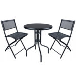Set mobilier gradina Sersimo Oneiro, 2 scaune pliabile, 1 masa, negru