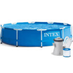 Piscina cadru metalic Intex, 305x76 cm, 4500 litri, rotunda, cu pompa de filtrare
