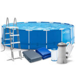 Piscina cadru metalic Intex, 457x122cm, 17.000 litri, cu pompa de filtrare, scara, covor si prelata