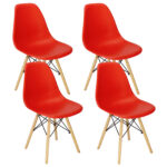 Set 4 scaune dining Scandinav pentru bucatarie, 38x42x82cm, rosu