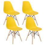 Set 4 scaune dining Scandinav pentru bucatarie, 38x42x82cm, galben