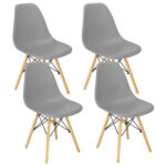 Set 4 scaune dining Scandinav pentru bucatarie, 38x42x82cm, gri inchis