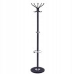 Cuier tip pom din metal cu baza de marmura, 14 agatatoare, 176cm, negru