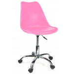 Scaun de birou ergonomic, piele ecologica, 100kg, baza otel, roz