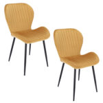 Set 2 scaune dining Veira pentru bucatarie tapitat cu catifea, 52x57x85cm, galben