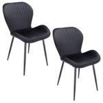 Set 2 scaune dining Veira pentru bucatarie tapitat cu catifea, 52x57x85cm, negru