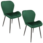 Set 2 scaune dining Veira pentru bucatarie tapitat cu catifea, 52x57x85cm, verde