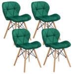 Set 4 scaune dining Velvet pentru bucatarie tapitat cu catifea, 46x50x73cm, verde