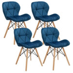 Set 4 scaune dining Velvet pentru bucatarie tapitat cu catifea, 46x50x73cm, albastru